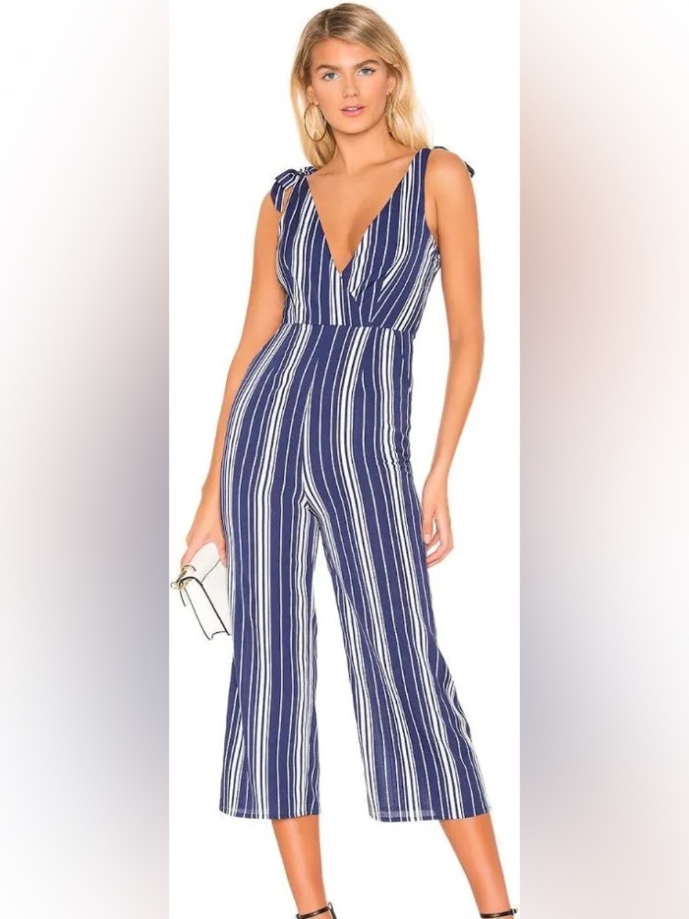 Superdown Revolve Juniper Tie Jumpsuit Blue and White Stripe